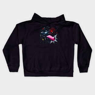 dolphin going to galaxy Kids Hoodie